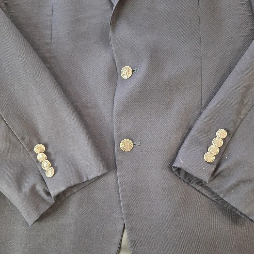 Ralph Lauren Blazer Mens 41R Navy 100% Wool Single Vent Gold Button Jacket